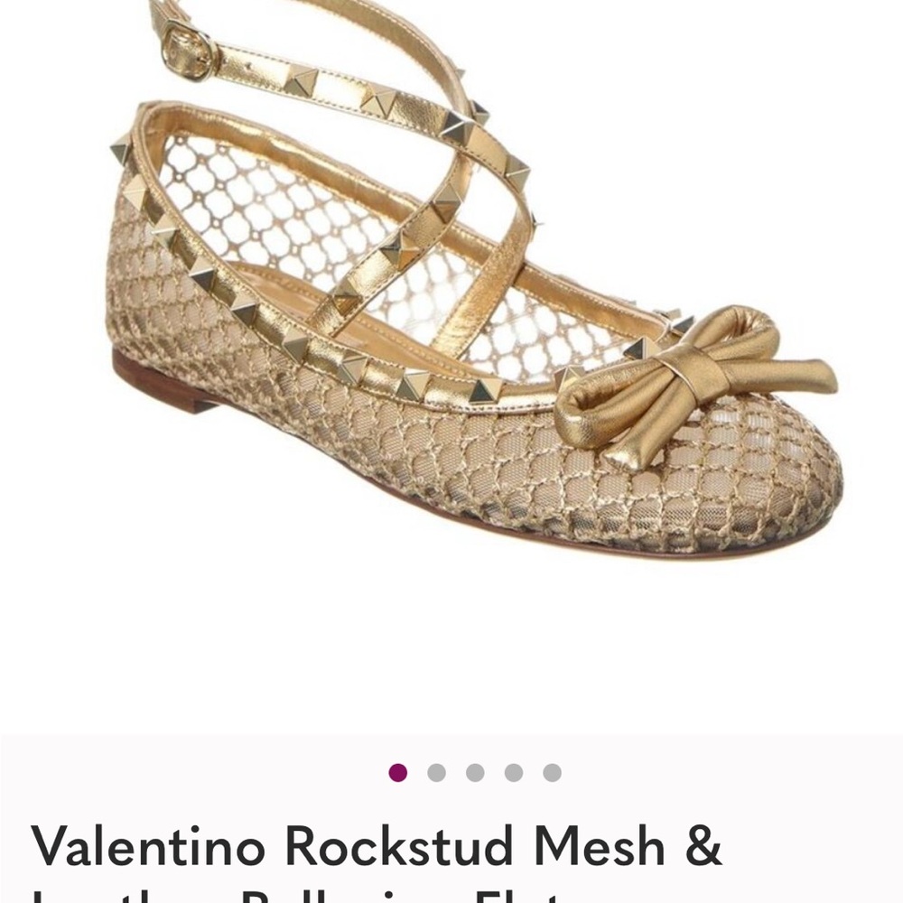 Valentino Gold Rockstud Mesh Flats